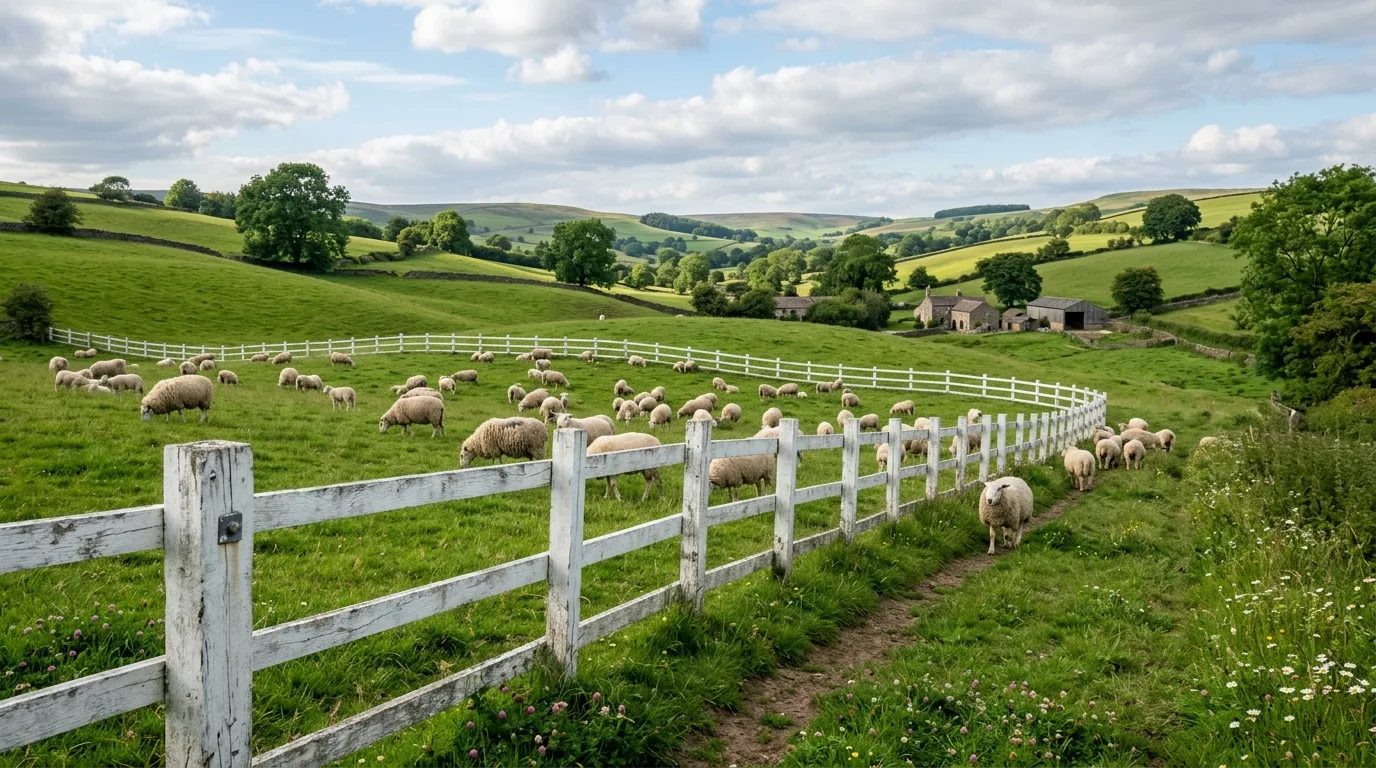 White Painted Wooden Farm Fence